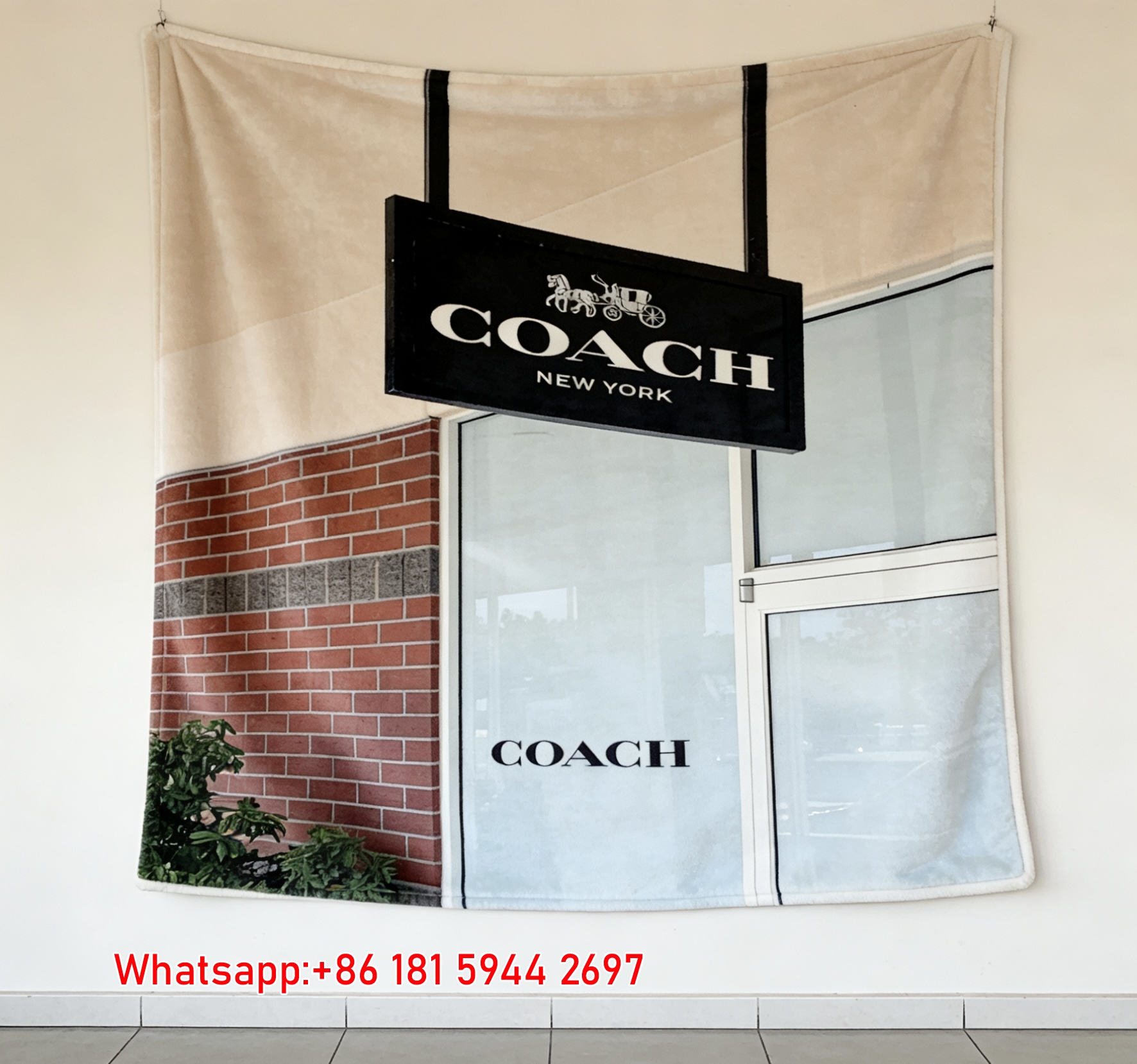 Coach Storefront Logo Flannel Fleece Throw Blanket C050